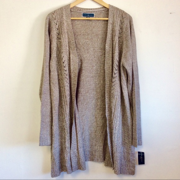 NWT Karen Scott Macys 0X Pointelle Open Cardigan - Picture 2 of 3